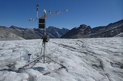 Automatic weather station on Adamello Glacier