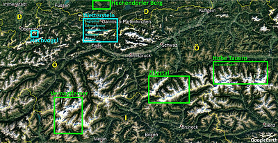 Location of the research sites of AlpSenseRely