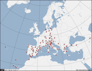 Sub-network of the EUREF network, which is evaluated at the BAdW on a daily basis